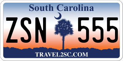 SC license plate ZSN555
