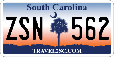 SC license plate ZSN562