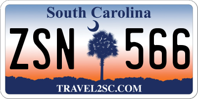 SC license plate ZSN566