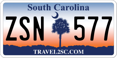 SC license plate ZSN577