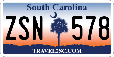 SC license plate ZSN578