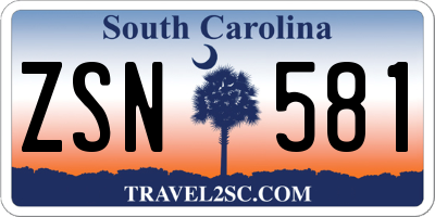 SC license plate ZSN581