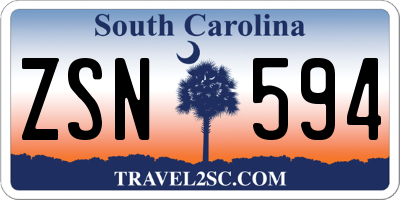 SC license plate ZSN594