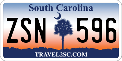 SC license plate ZSN596