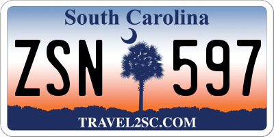 SC license plate ZSN597