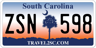 SC license plate ZSN598