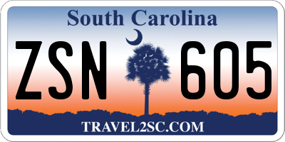 SC license plate ZSN605