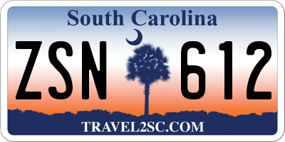 SC license plate ZSN612