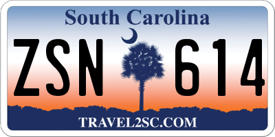 SC license plate ZSN614