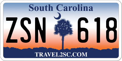SC license plate ZSN618
