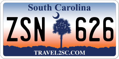SC license plate ZSN626