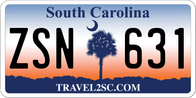 SC license plate ZSN631