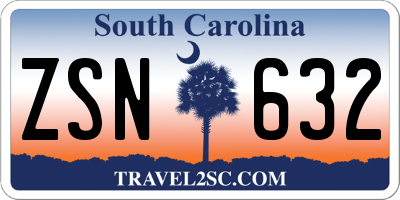 SC license plate ZSN632