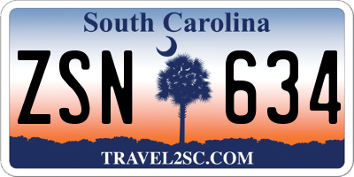 SC license plate ZSN634