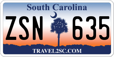SC license plate ZSN635