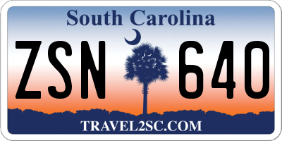 SC license plate ZSN640