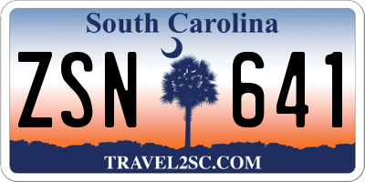 SC license plate ZSN641