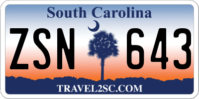 SC license plate ZSN643