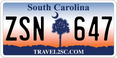 SC license plate ZSN647