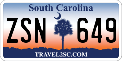 SC license plate ZSN649