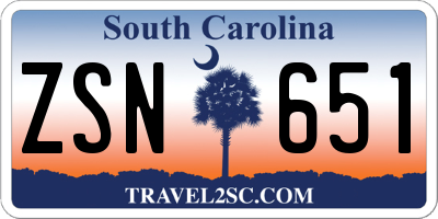 SC license plate ZSN651
