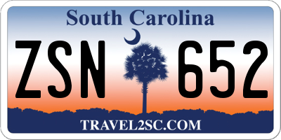 SC license plate ZSN652