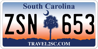 SC license plate ZSN653