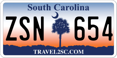 SC license plate ZSN654