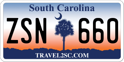 SC license plate ZSN660