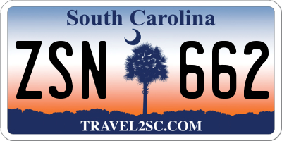 SC license plate ZSN662