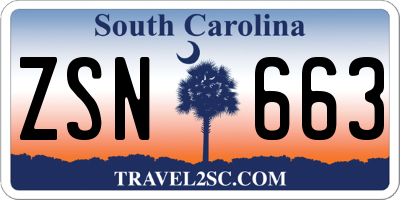 SC license plate ZSN663