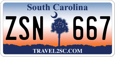 SC license plate ZSN667