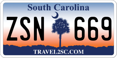 SC license plate ZSN669