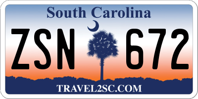 SC license plate ZSN672