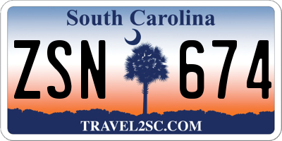 SC license plate ZSN674