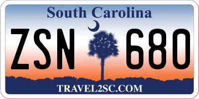 SC license plate ZSN680