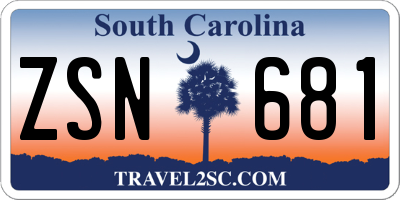 SC license plate ZSN681
