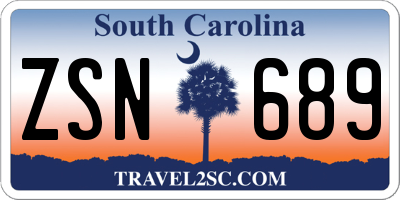 SC license plate ZSN689