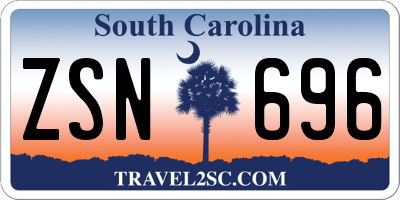 SC license plate ZSN696
