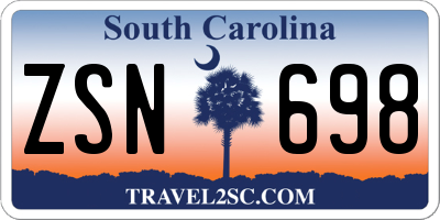 SC license plate ZSN698