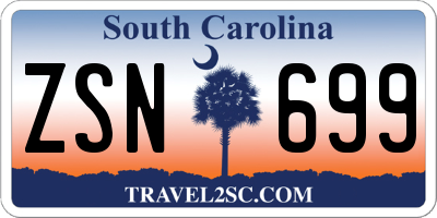SC license plate ZSN699