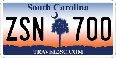 SC license plate ZSN700
