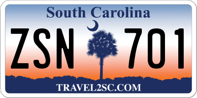 SC license plate ZSN701