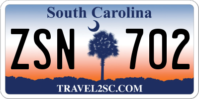 SC license plate ZSN702