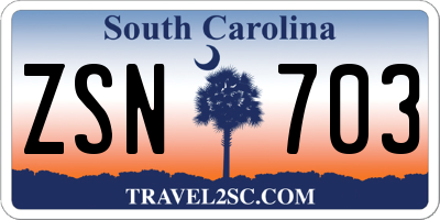 SC license plate ZSN703