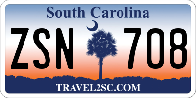SC license plate ZSN708