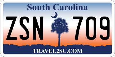 SC license plate ZSN709