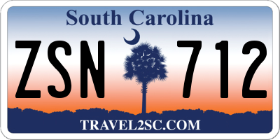 SC license plate ZSN712