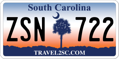 SC license plate ZSN722