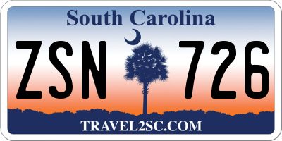 SC license plate ZSN726